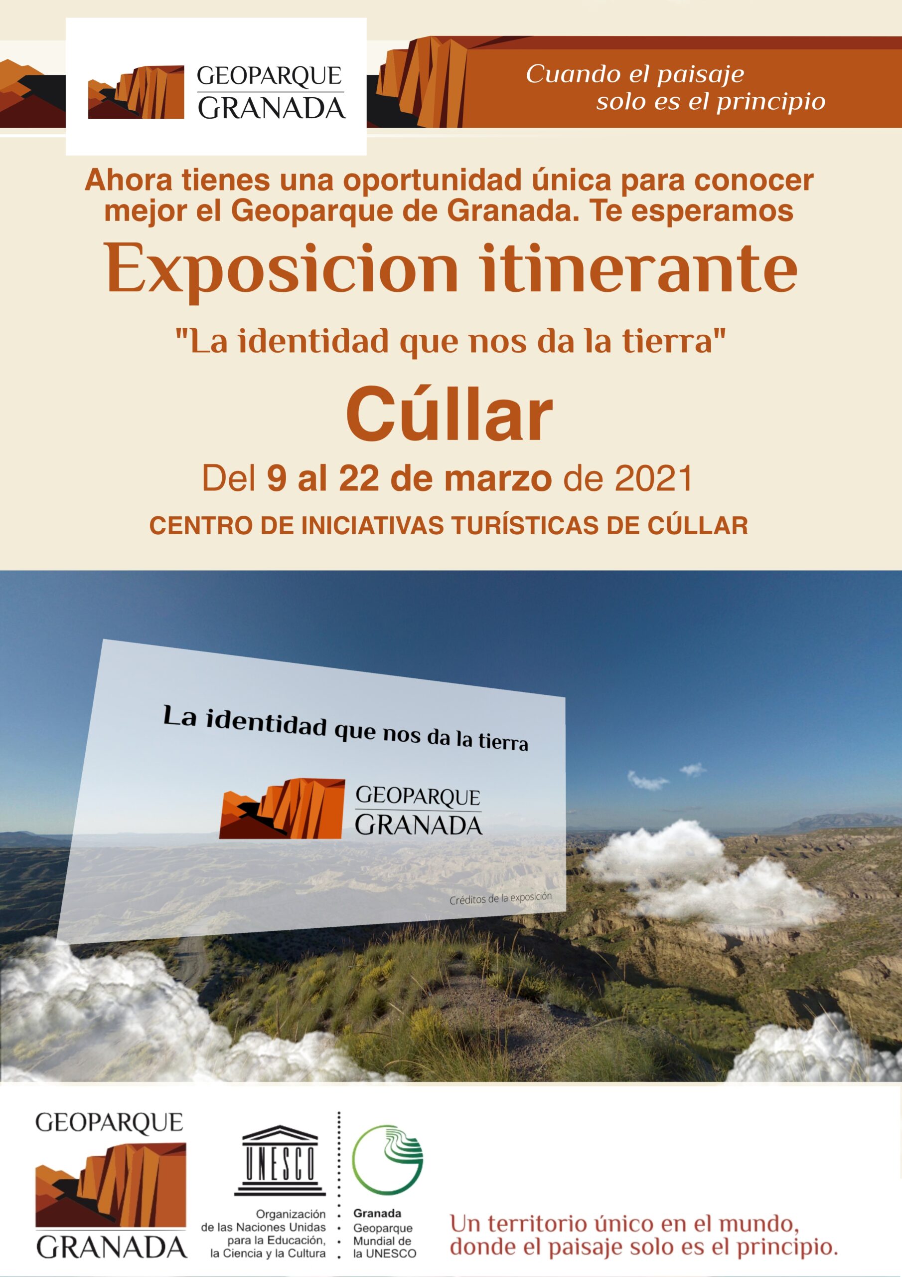 Exposición sobre el Geoparque, en CÚLLAR del 9 AL 22 de marzo de 2021. | Geoparque de Granada A3 CARTEL INFORMATIVO EXPOSICIÓN ITINERANTE CULLAR scaled e1615485270416 scaled - Exposición sobre el Geoparque, en CÚLLAR del 9 AL 22 de marzo de 2021. - Geoparque de Granada