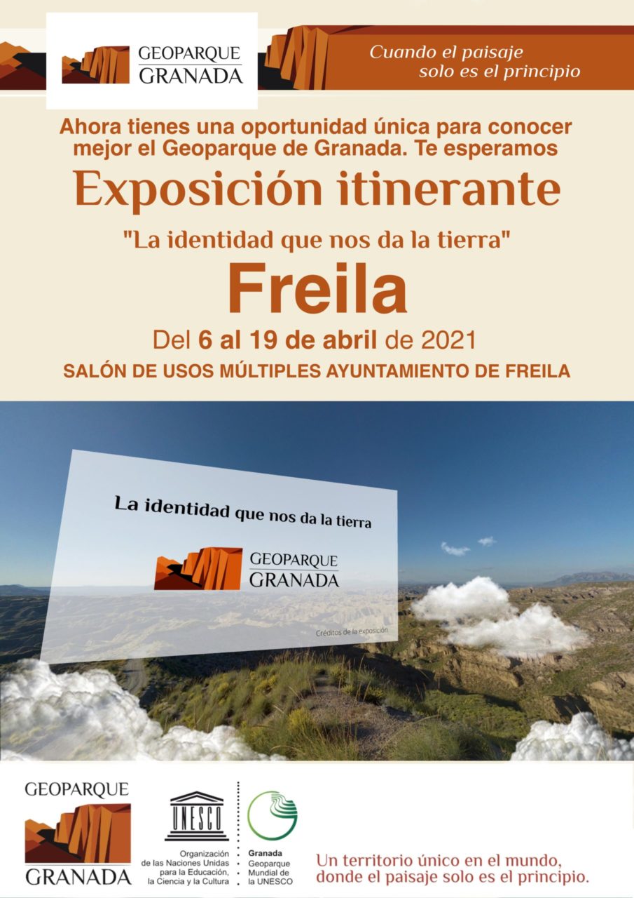 EXPOSICIÓN ITINERANTE FREILA scaled e1617773713893 - Exposición sobre el Geoparque, en FREILA del 6 AL 19 de abril de 2021. - Geoparque de Granada