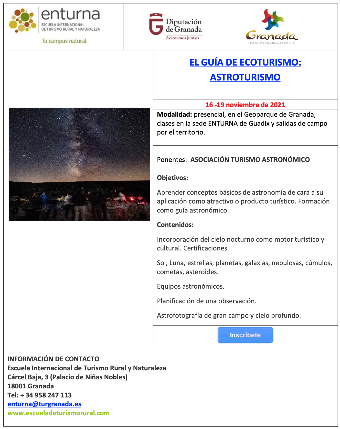 Screenshot 2021 10 11 at 18.34.27 - EL GUÍA DE ECOTURISMO: ASTROTURISMO - Geoparque de Granada