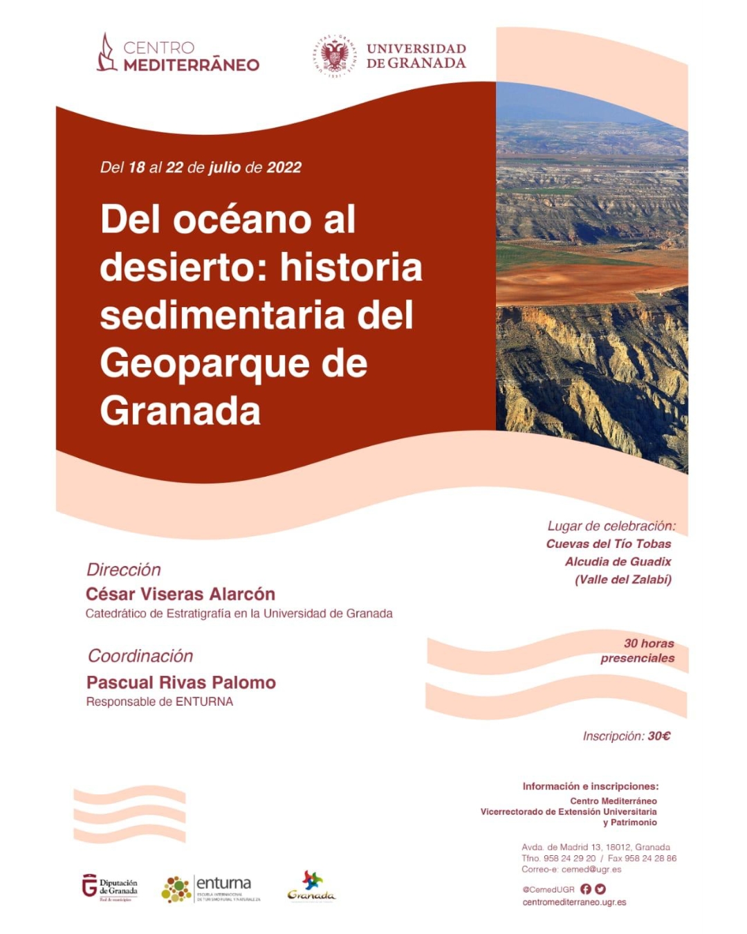 borrar - "Del océano al desierto: historia sedimentaria del #GeoparquedeGranada" , Curso de Verano Universidad de Granada. - Geoparque de Granada