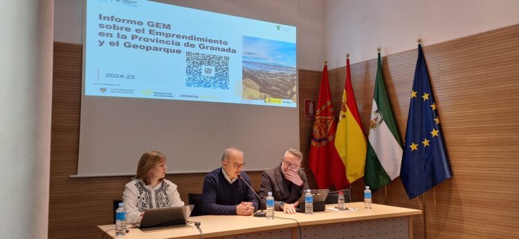 PRESENTACION GEM BAZA 00005 750x346 - El emprendimiento en el Geoparque de Granada, clave para fijar poblaci&oacute;n y generar futuro seg&uacute;n el estudio GEM de la Diputaci&oacute;n y la UGR - Geoparque de Granada